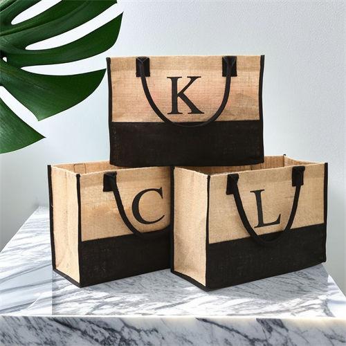Wholesale Custom Logo Large Print Eco Friendly Shopping Linen Burlap Jute Bag