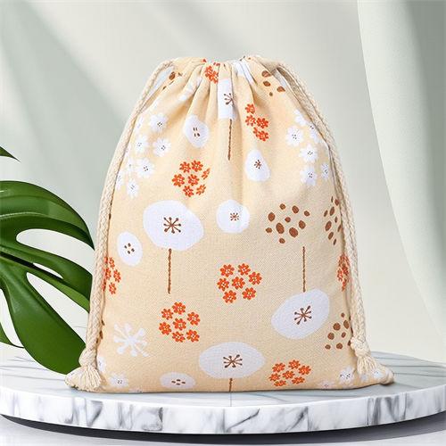 Wholesale Eco Friendly Small Pouch Christmas Printing Polyester Canvas Cotton Drawstring Bag With Custom Logo