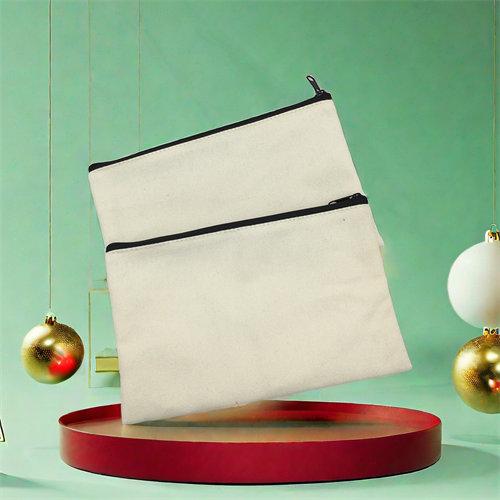 Eco Friendly Custom Cotton Blank Zipper Pouch Make Up Bags Plain Cotton Canvas Makeup Cosmetic Bag With Logo