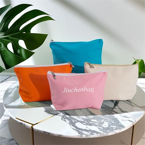 Wholesale Canvas Cotton Pouch Custom Best Cosmetic Bag Makeup Bag With  Zipper